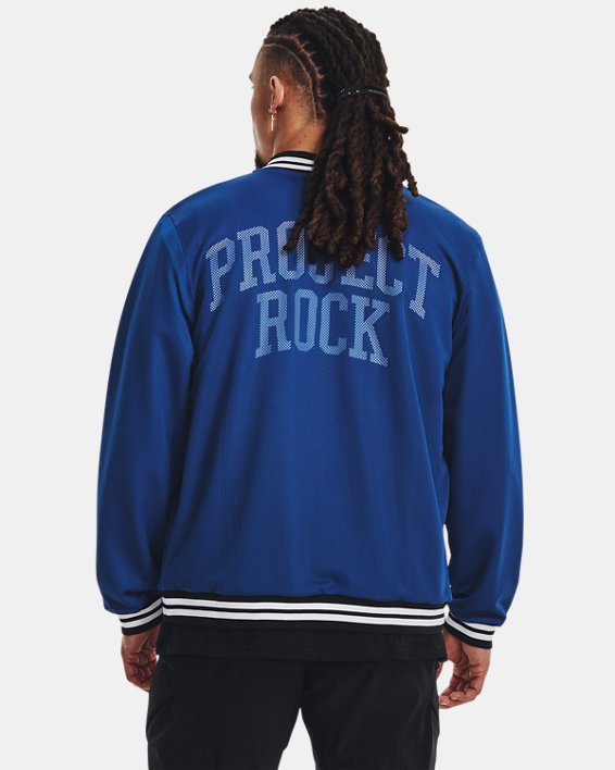 Men's Project Rock Mesh Varsity Jacket, Blue, pdpMainDesktop image number 1